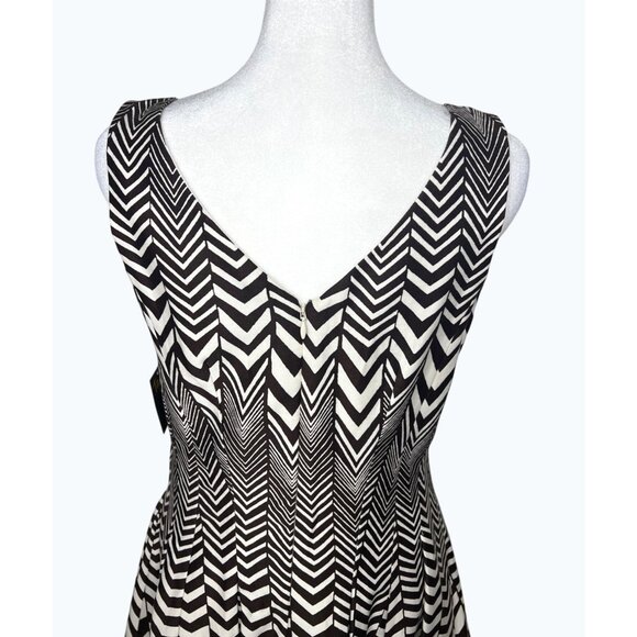 Taylor Womens Sleeveless Chevron Stripe Fit Flare Dress Size 6 - Picture 10 of 16